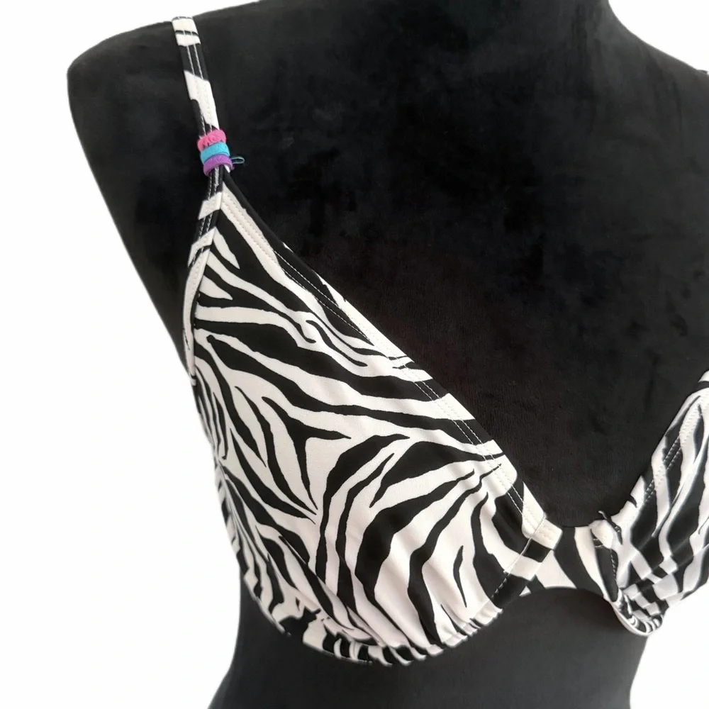 Bamboo Island- Swim Bikini- Zebra Print (Small bottoms/ D cup underwire top) - Picture 2 of 10